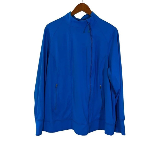 LIVI Active Blue Full Zip Athletic Top Plus Size 18/20 Pockets Finger Hole Loops - Picture 1 of 6